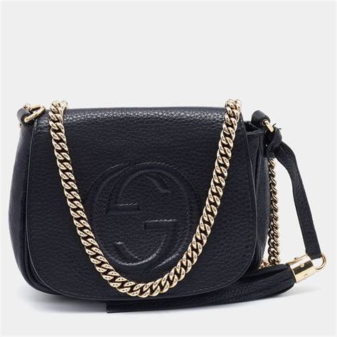 gucci black flap soho crossbody